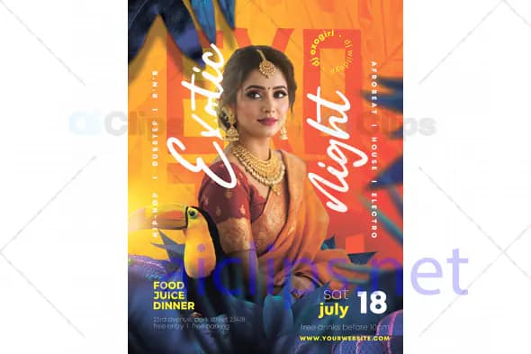 Exotic Night Party Flyer PSD Template