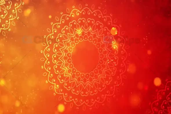 Golden Mandala on Glowing Orange-Red Background - Festive Motion Graphic
