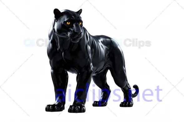 Sleek 3D Black Panther with Intense Stance