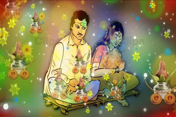 Traditional Wedding Ritual Animation with Floral and Kalash Elements