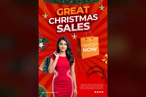 Vibrant Christmas Shopping Promotion Template