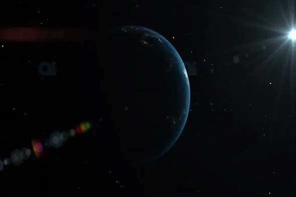 Earth in Shadow with Sun Flare - Cinematic Space View