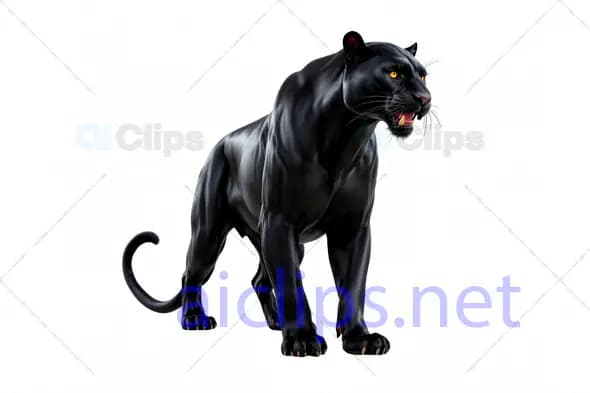 Fierce 3D Black Panther Roaring with Muscular Build