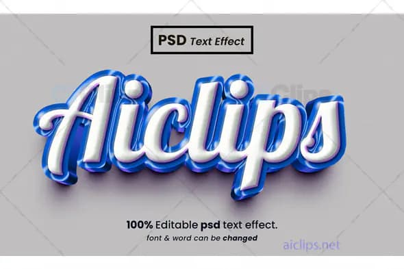 Glossy Blue Script Text Effect PSD