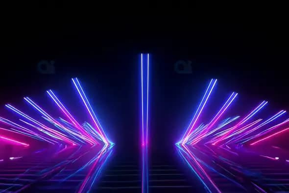 Futuristic Neon Light Tunnel with Symmetrical Design
