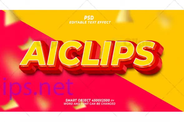 Bold 3D Red and Yellow Text Effect PSD