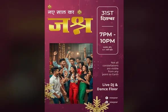 Hindi New Year Party Celebration Poster Template