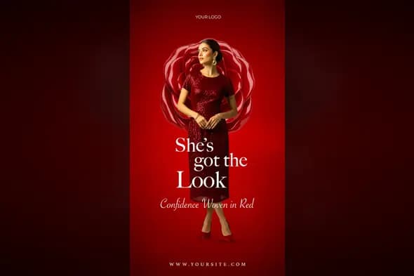 Glamorous Red Dress Fashion Promo Template