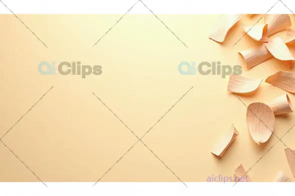 Wood Shavings on Light Beige Background