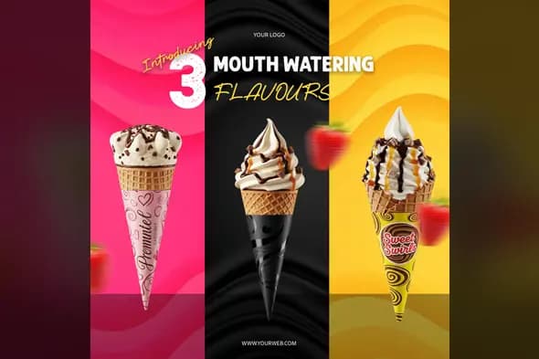 Delicious Ice Cream Cones Promo Template