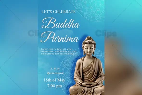 Buddha Purnima Celebration Poster PSD Template