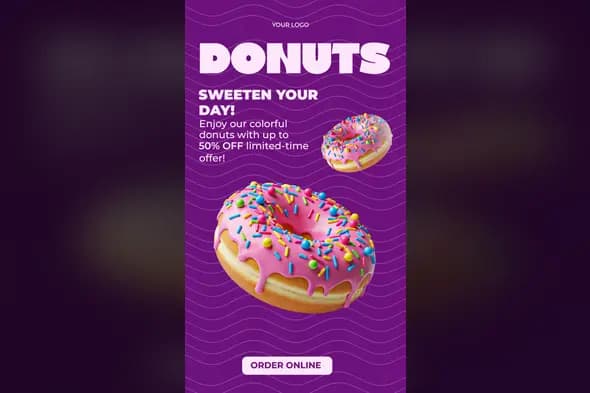 Vibrant Donut Sale Social Media Story Template