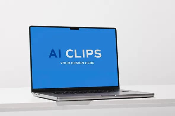 Minimal Laptop Mockup Front View on White Desk