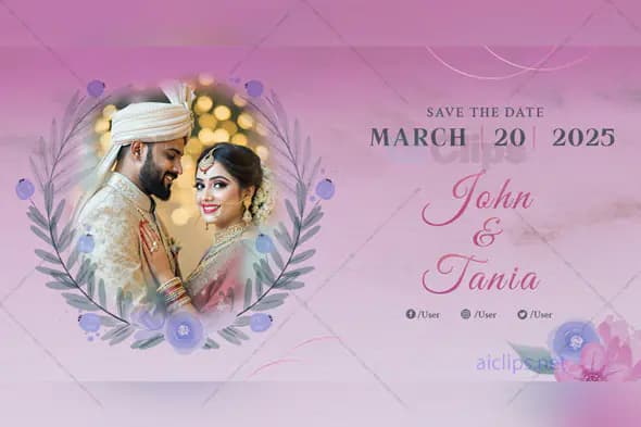 Floral Wedding Save-the-Date PSD Template