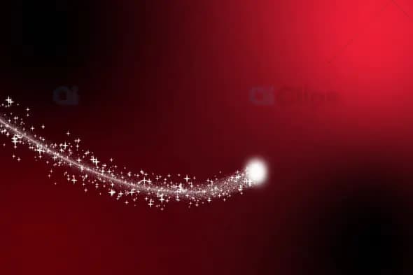 Sparkling White Light Trail on Red Gradient Background