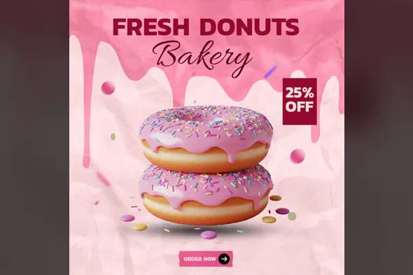 Pink Donut Bakery Promo Template