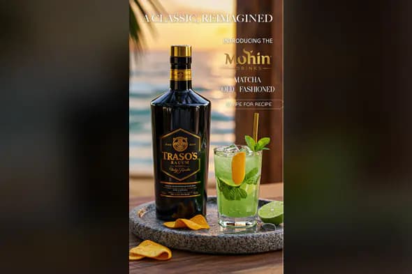 Matcha Old Fashioned Cocktail Ad Template