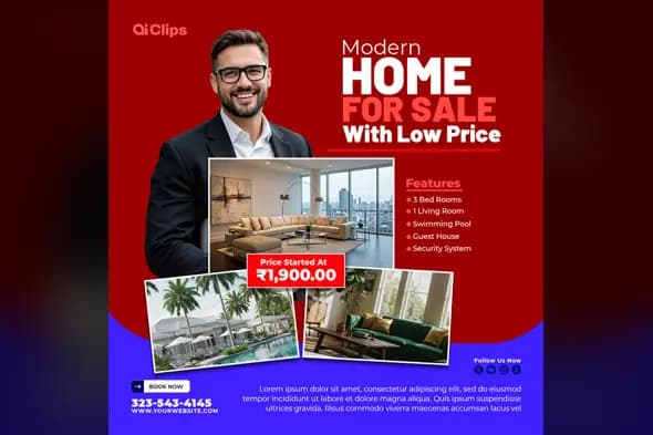 Stylish Modern Home Sale Photoshop Template