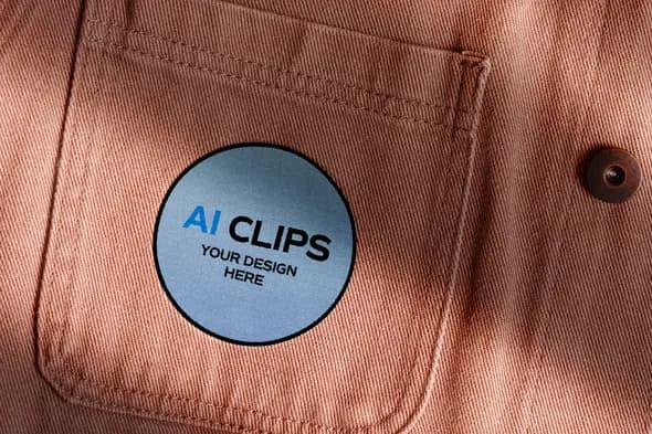 Fabric Logo Patch Mockup Round Label on Shirt Pocket