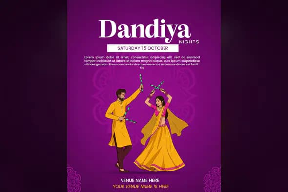 Vibrant Dandiya Nights Event Flyer Template