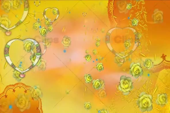 Floating Hearts and Yellow Roses with Glowing Light Effects Animation