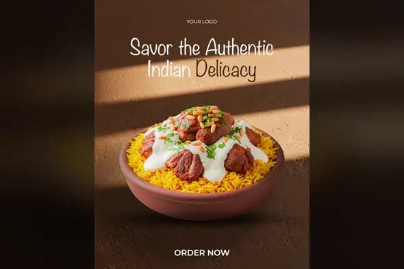 Authentic Indian Cuisine Social Media Template