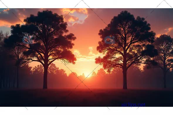 Sunset in Tranquil Forest