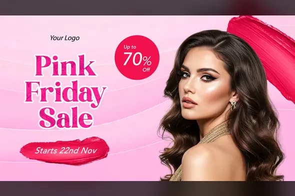 Chic Pink Friday Cosmetics Sale Template