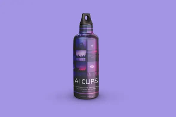 Water Bottle Mockup with Futuristic Theme