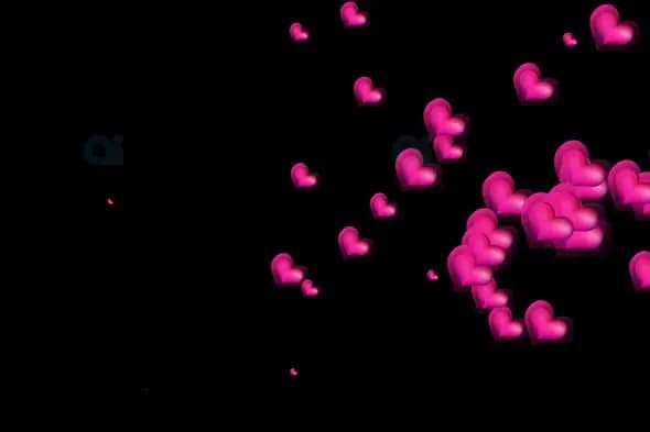 Floating Pink Hearts Overlay (Right) on Black Background