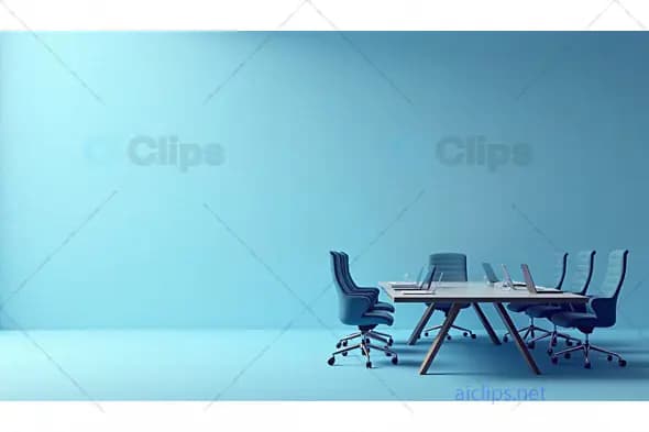 Minimalist Conference Room with Blue Tone Design