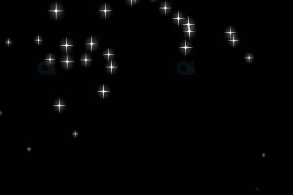 White Sparkling Stars Overlay on Black Background