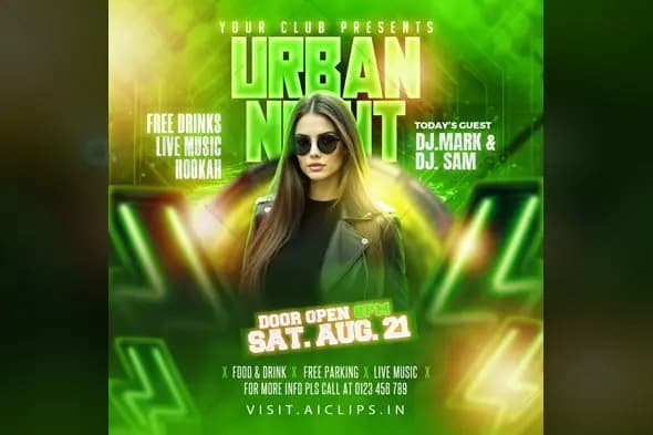 Urban Night Party Flyer PSD Template