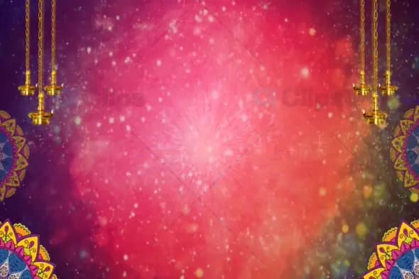 Festive Oil Lamps and Mandala on Cosmic Background - Diwali Celebration Motion Graphic