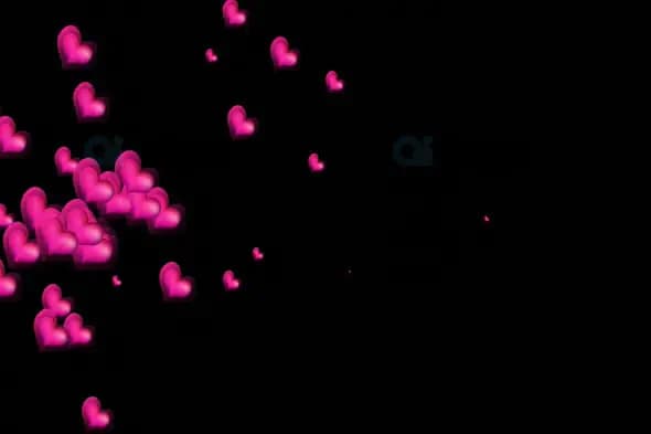 Floating Pink Hearts Overlay on Black Background