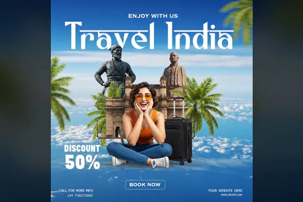 Modern Travel Promotion Design with Famous Monuments