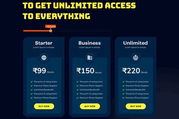 Neon Pricing Table Template