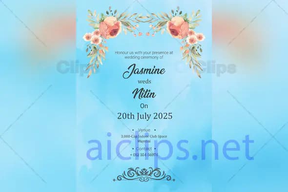Watercolor Wedding Invitation PSD Template