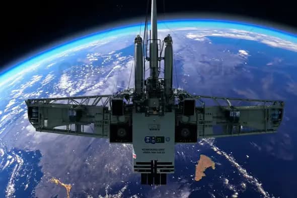 Satellite in Orbit Above Earth - Space Exploration and Technology