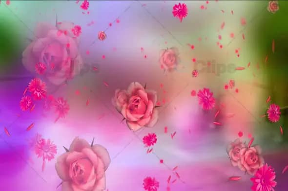 Elegant Floral Fantasy with Pink Roses and Petals