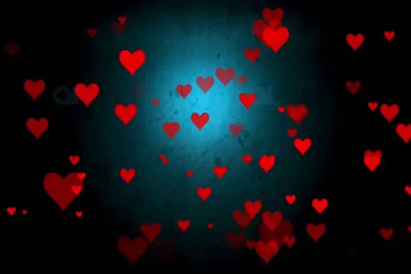 Floating Red Hearts with Textured Blue Background
