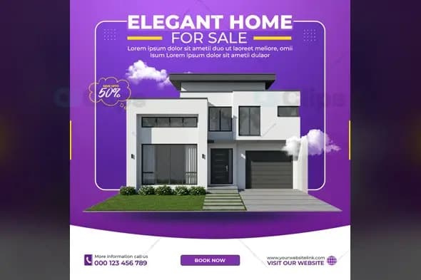 Modern Real Estate Home Sale Social Media Template