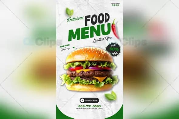 Modern Food Menu Promotional PSD Template