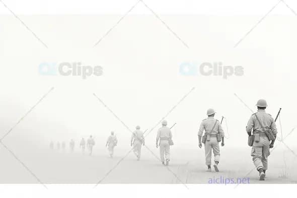 Indian Soldiers Marching in the Mist