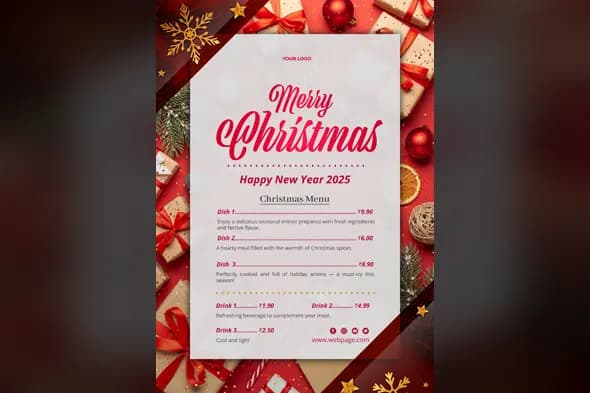 Festive Christmas 2025 Restaurant Menu Template