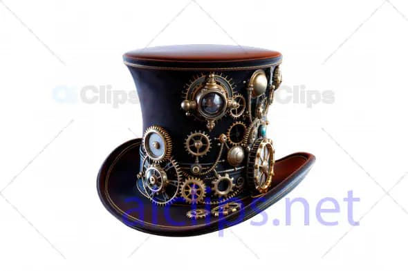 Steampunk Top Hat 3D Model with Gears and Gadgets