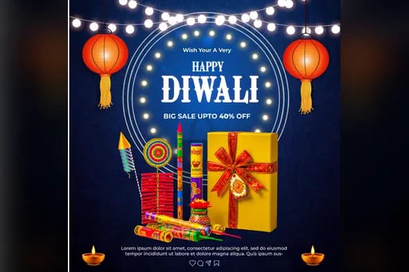 Festive Diwali Discount Poster Template