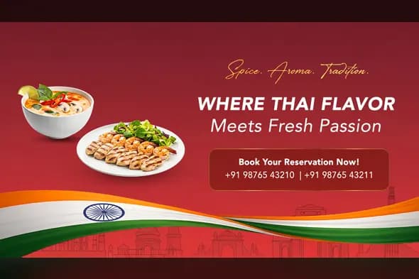Patriotic Thai Cuisine Restaurant Ad Template