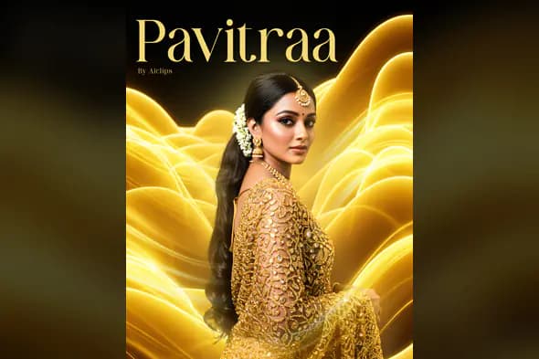 Golden Glamour Ethnic Saree Fashion PSD Template