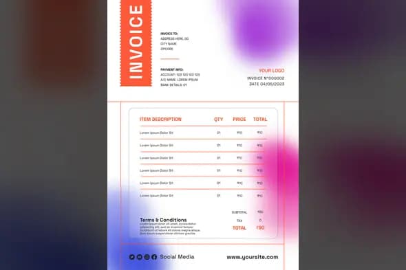 Vibrant Orange Gradient Invoice Template